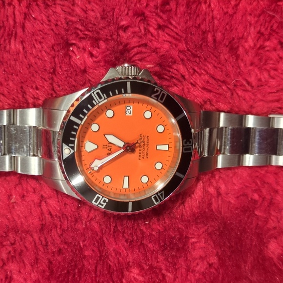 Men's Silver and Orange Watch - Picture 5 of 6